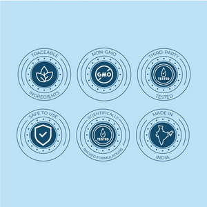 The image shows the Vanadey tea box and highlights five key ingredients: Moringa, Karela, Cinnamon, Ginger, and a tea leaf.